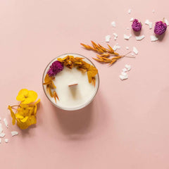 Kit DIY bougie fleurie pot en verre Orange