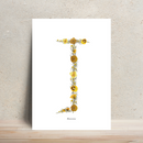 Affiche A4 herbier lettre jaune, cadre mural en situation - Flowrette