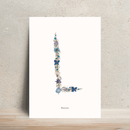 Affiche A4 herbier lettre bleue, variante de lettre florale - Flowrette