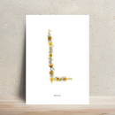 Affiche A4 herbier lettre jaune, détail de l'impression botanique - Flowrette