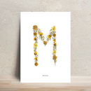 Affiche A4 herbier lettre jaune, idée déco salon - Flowrette