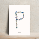 Affiche A4 herbier lettre bleue, collection alphabet botanique - Flowrette