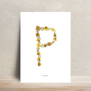 Affiche A4 herbier lettre jaune, ambiance décorative naturelle - Flowrette