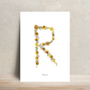 Affiche A4 herbier lettre jaune, cadeau personnalisable avec initiale - Flowrette