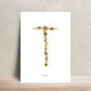 Affiche A4 herbier lettre jaune, vue d'ensemble sur fond blanc - Flowrette