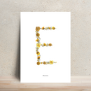 Affiche A4 herbier lettre jaune, décoration intérieure - Flowrette