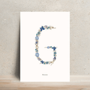 Affiche A4 herbier lettre bleue, cadre mural en situation - Flowrette