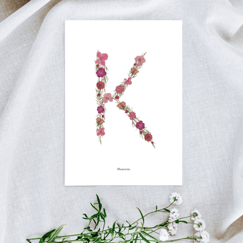 Affiche A5 herbier lettre rose