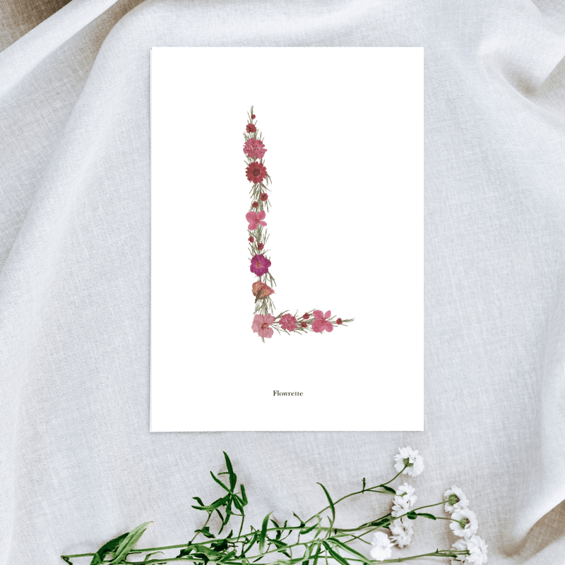 Affiche A5 herbier lettre rose