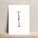 Affiche A4 herbier lettre bleue, détail de l'impression botanique - Flowrette