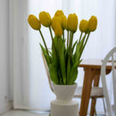 Tulipe jaune artificielle real touch à la botte x3, fausse fleur réaliste, déco florale intérieure