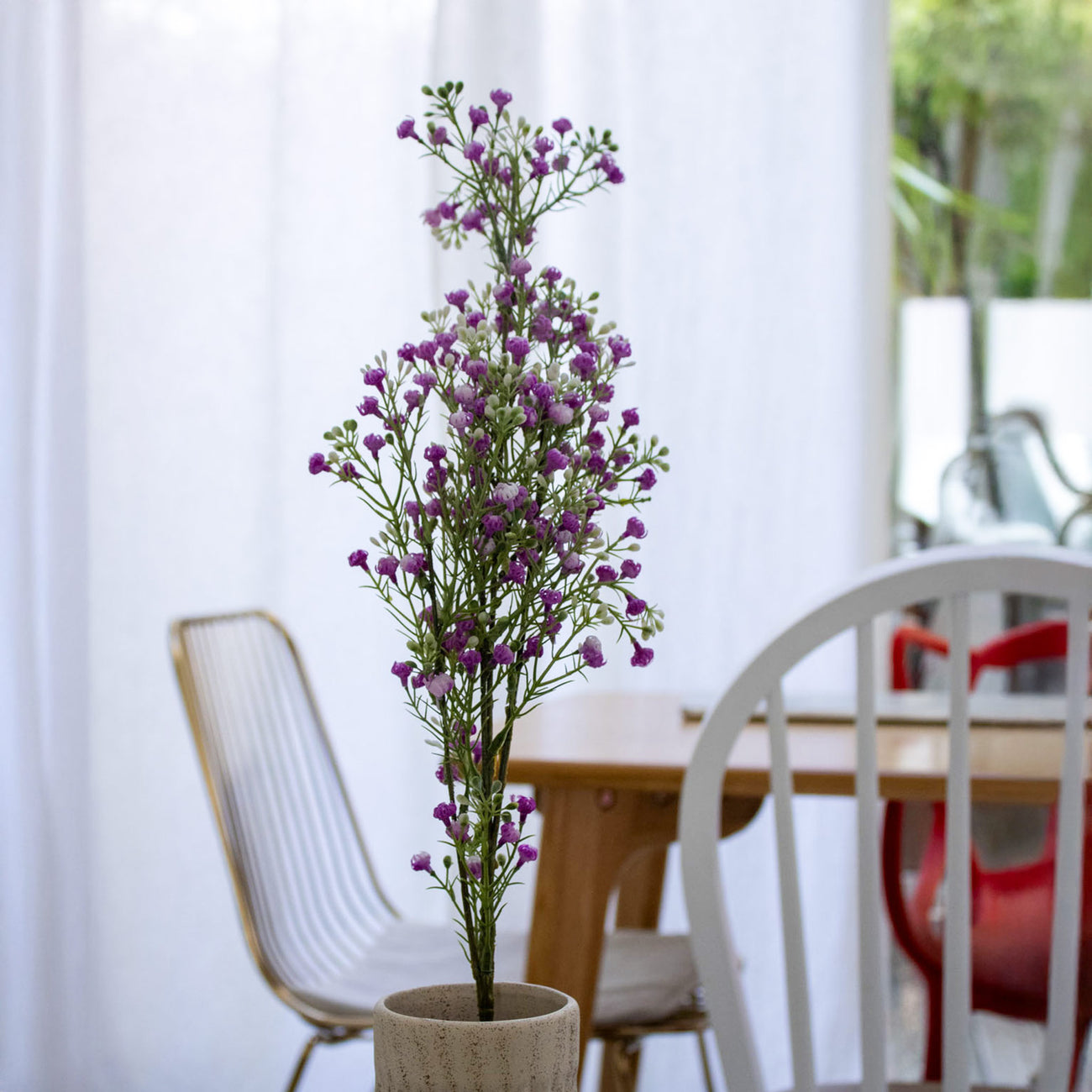 Gypsophile mauve artificielle à la tige x1, fausse fleur délicate, déco florale intérieure
