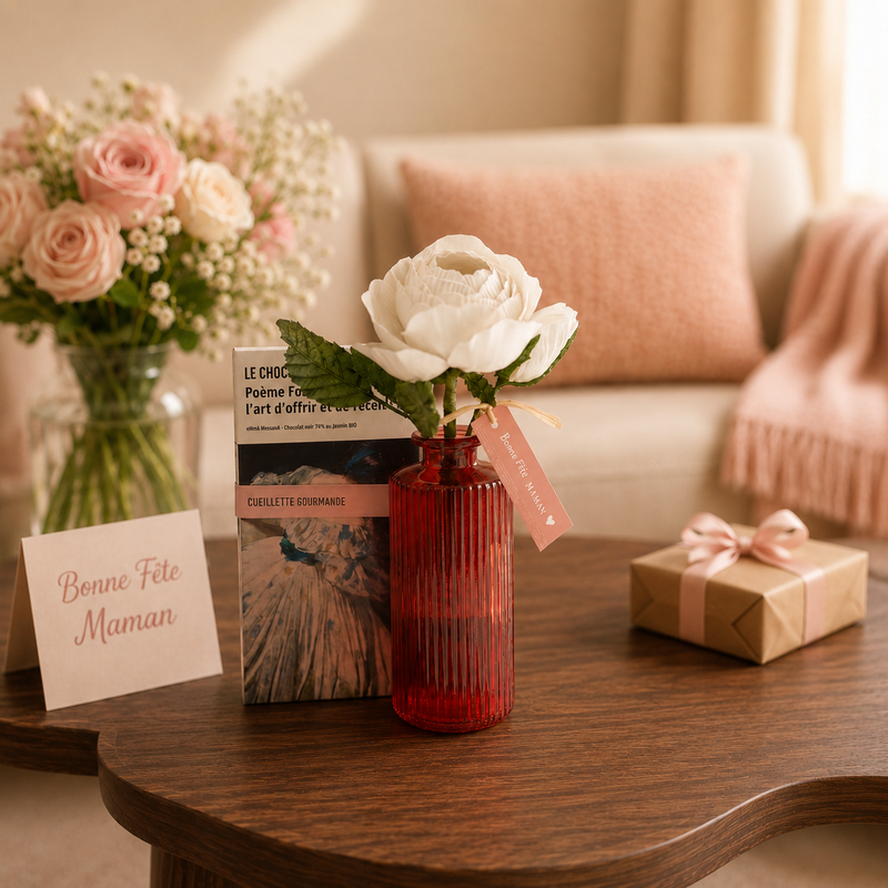 Coffret Cueillette Gourmande, vue du coffret ouvert avec son contenu - Flowrette
