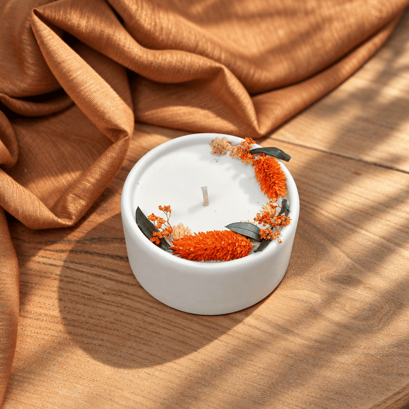 Bougie fleurie Ambre cire de soja parfumée - Flowrette