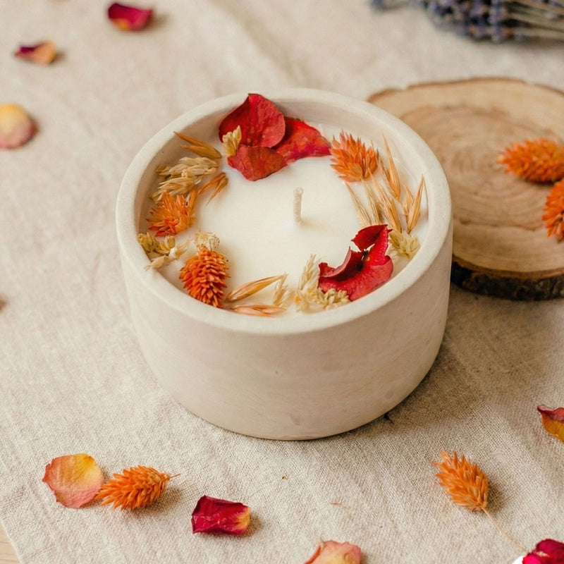 Bougie fleurie noix et miel