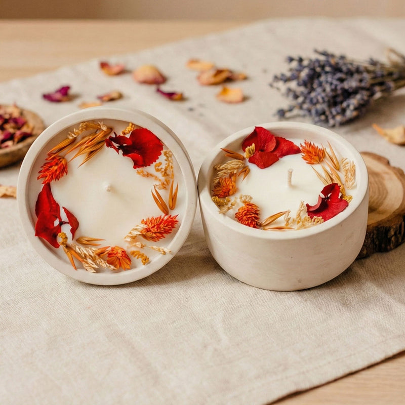 Bougie fleurie noix et miel