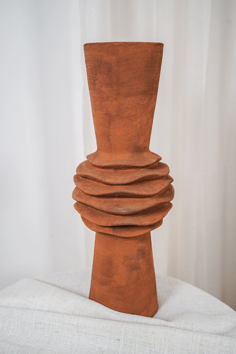 Grand vase Ondine en grès terracotta - Flowrette