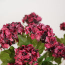 Hortensia rouge artificiel 3 têtes présenté dans un vase - Flowrette