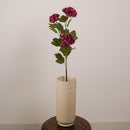 Hortensia artificiel rouge, détail des petites fleurs et feuillage vert - Flowrette