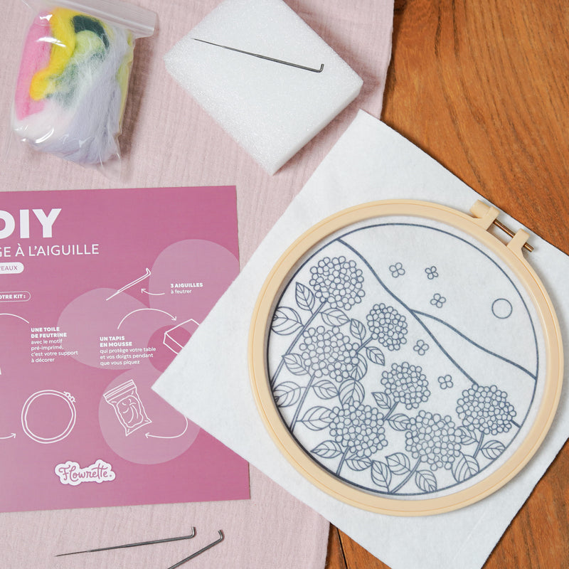 Kit DIY feutrage à l'aiguille Hortensia - Flowrette