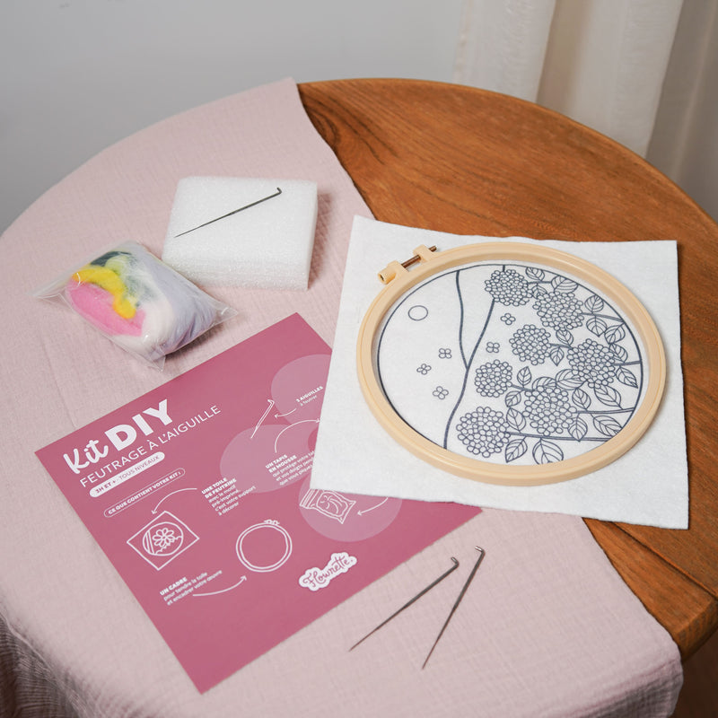 Kit DIY feutrage à l'aiguille Hortensia - Flowrette