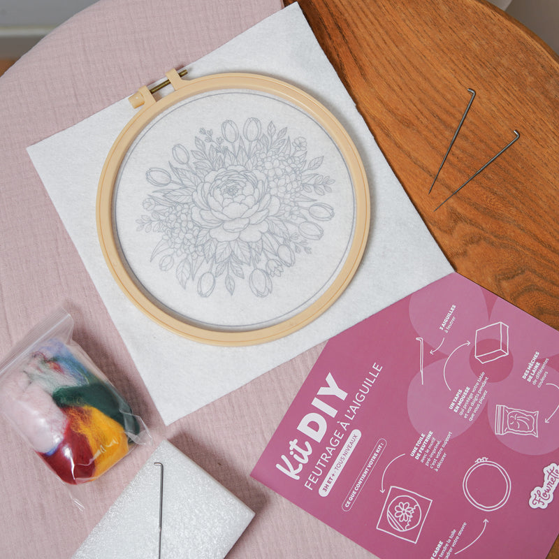 Kit DIY feutrage à l'aiguille Pivoine - Flowrette