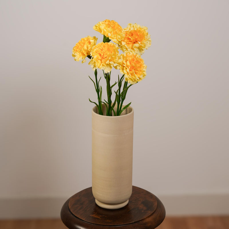 Oeillet artificiel jaune, vue d'ensemble de la tige fleurie - Flowrette