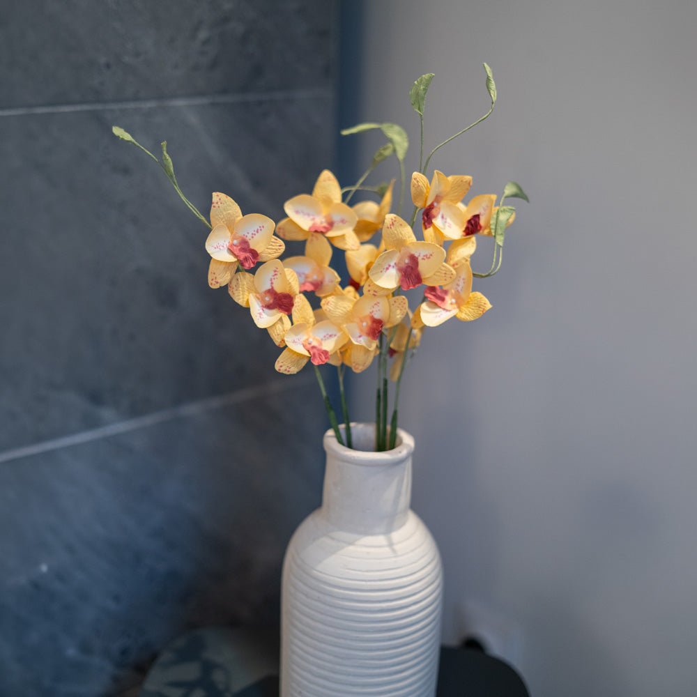 Orchidée Vanda en papier jaune