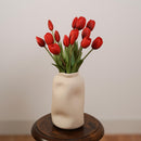 Botte de 5 tulipes artificielles rouges, vue d'ensemble du bouquet - Flowrette