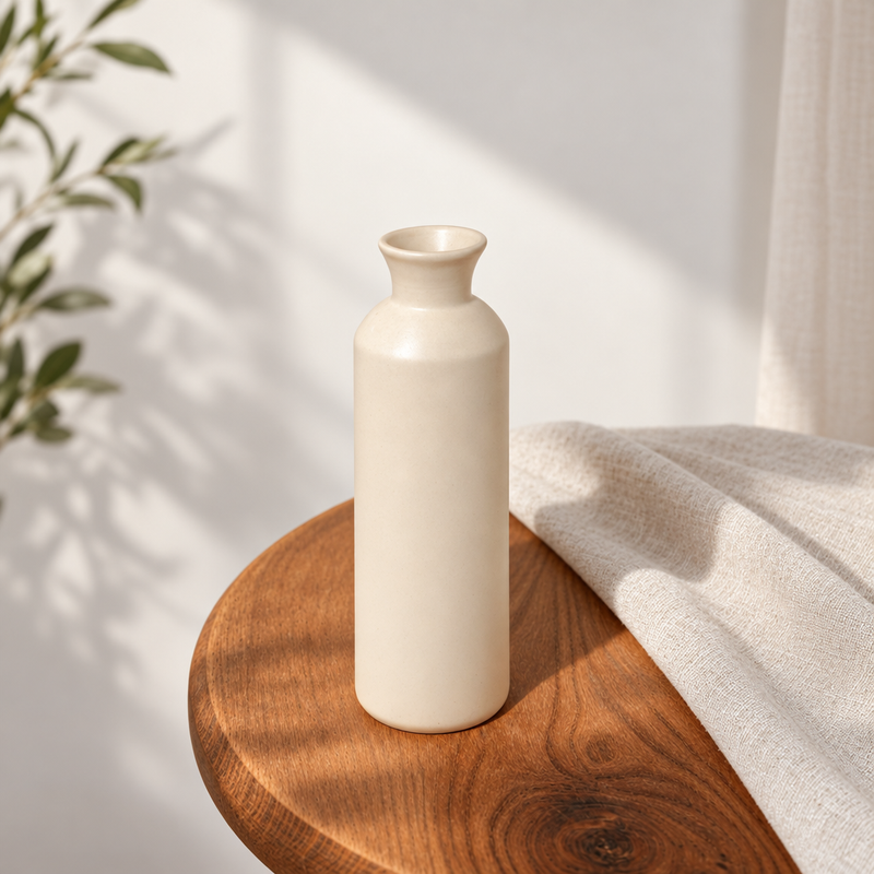 vase Ulysse : un vase bouteille en céramique blanche