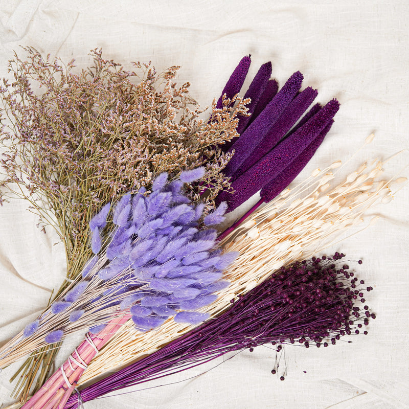 Surtido de manojos de flores secas de color violeta - Flowrette, visual 2