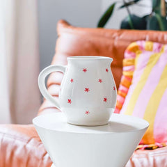 Pichet fleuri blanc et rose