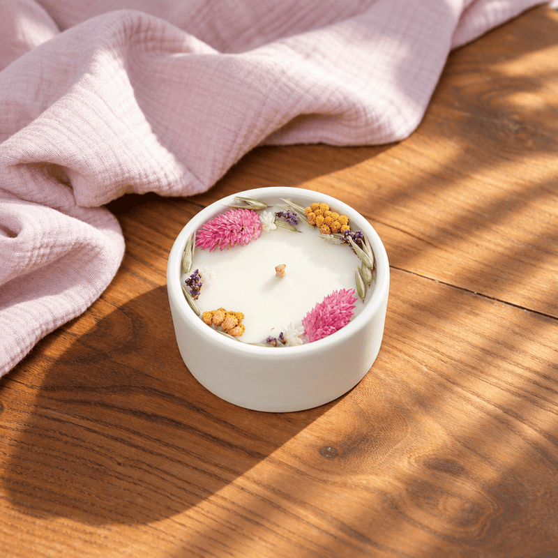 Bougie fleurie Fleur d'Amandier cire de soja - Flowrette