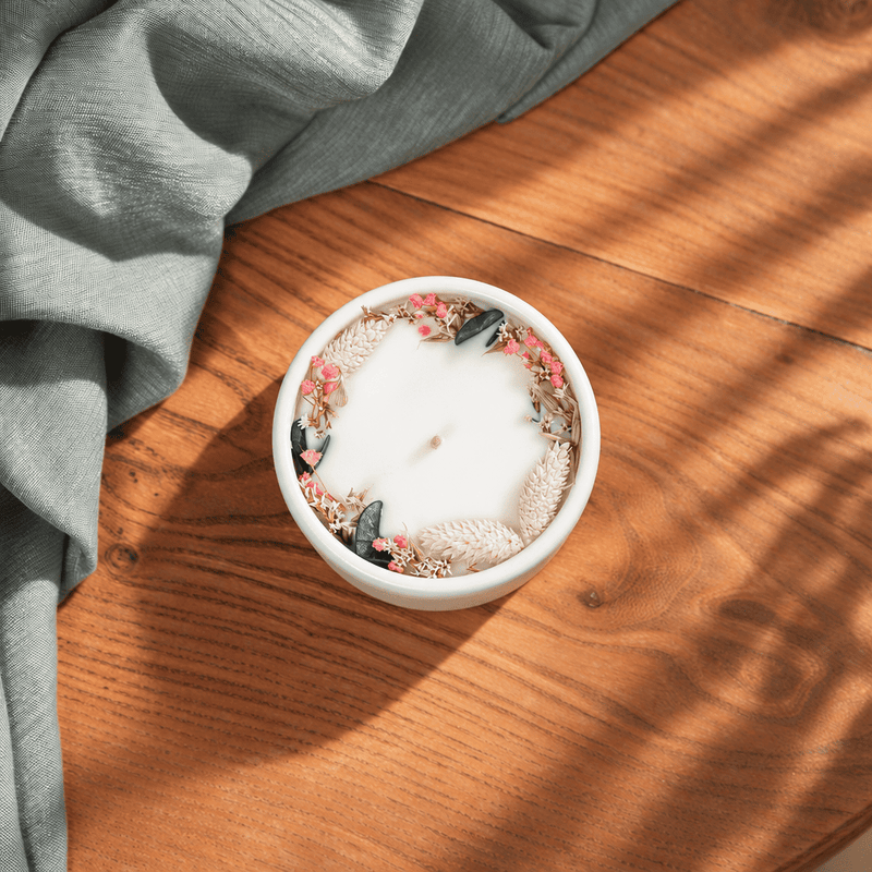 Bougie fleurie menthe et basilic - Flowrette