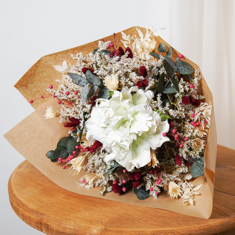 Bouquet mixte Colette, composition florale de fleurs en papier et séchées - Flowrette