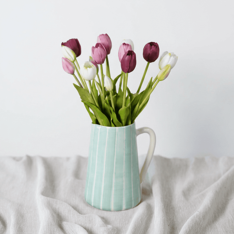 Bouquet de tulipes artificielles aux tons rose violet et blanc Flowrette pour décoration d'intérieur