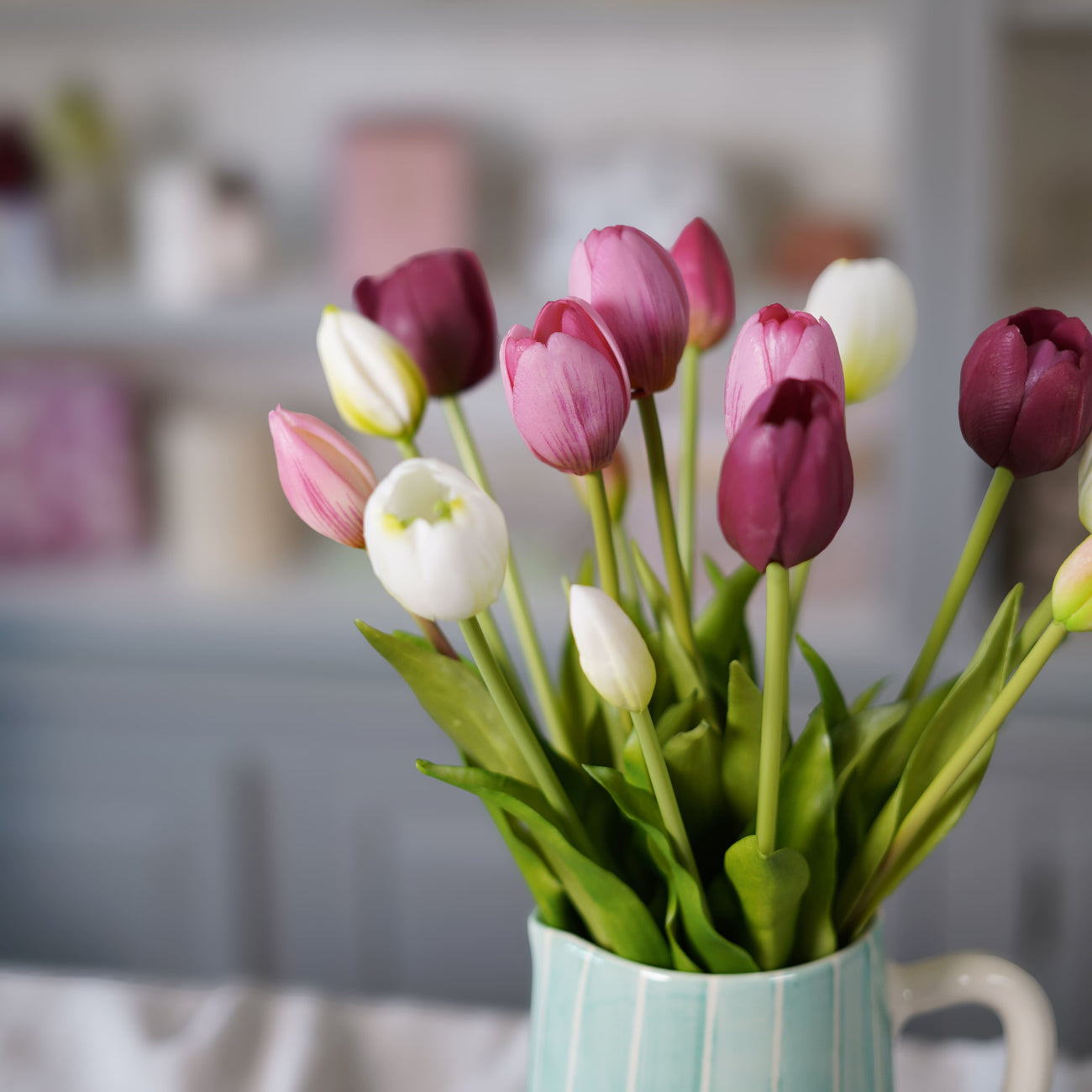 Bouquet de tulipes artificielles Aurore rose violet et blanc Flowrette
