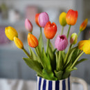 Bouquet de tulipes artificielles aux tons jaune orange et rose Flowrette pour décoration d'intérieur