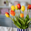 Bouquet de tulipes artificielles aux tons rouge orange et jaune Flowrette pour décoration d'intérieur