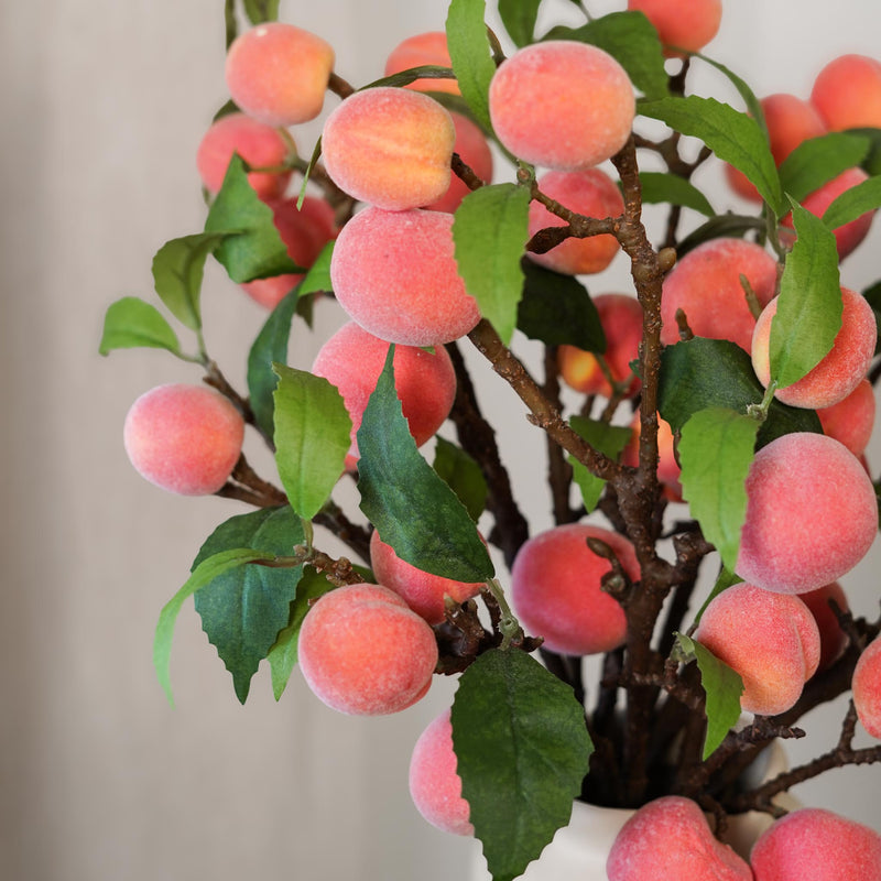 Branche de pêches artificielle, vue des tiges et des fruits de près - Flowrette
