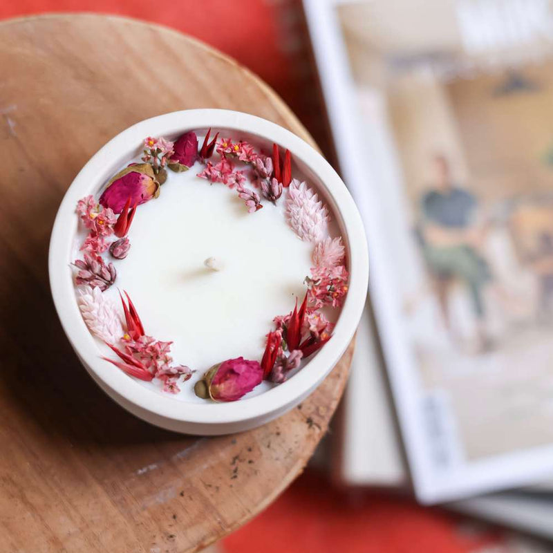 Wild pink flower candle