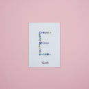Carte postale herbier lettre bleu, initiale fleurie tons bleu et vert - Flowrette