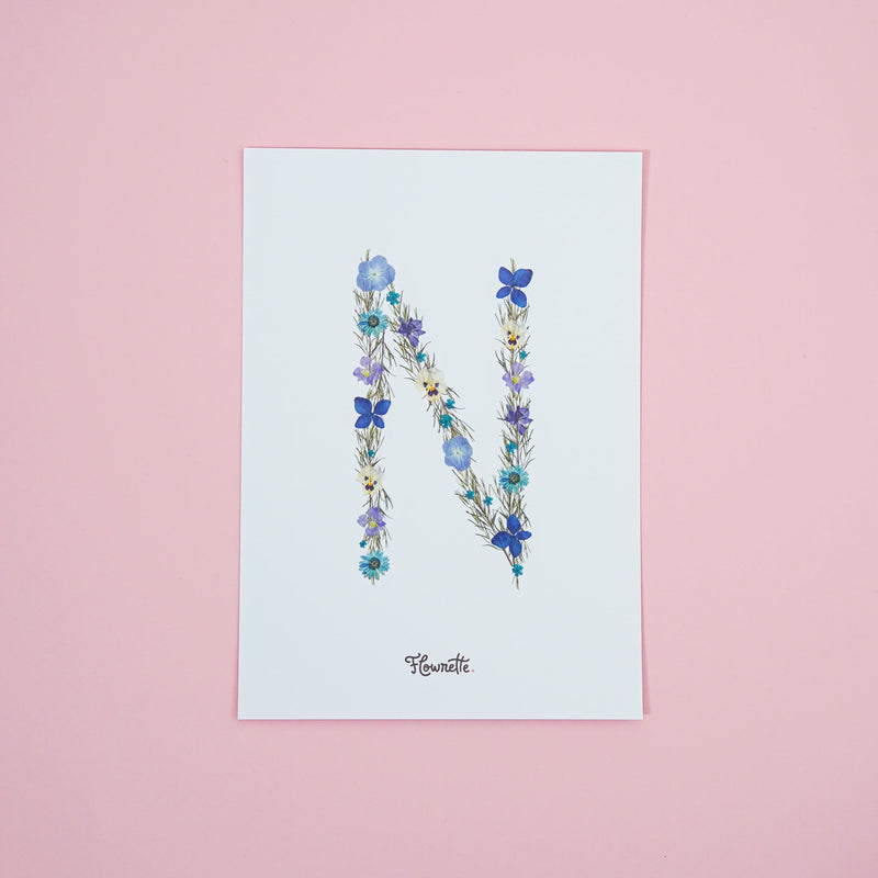 Affiche A5 herbier lettre bleu - Flowrette