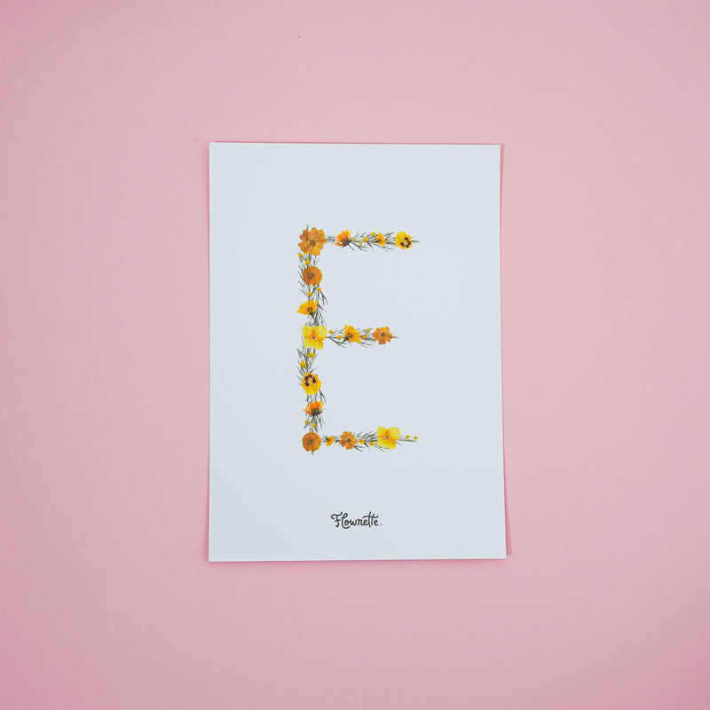 Affiche A5 herbier lettre jaune - Flowrette