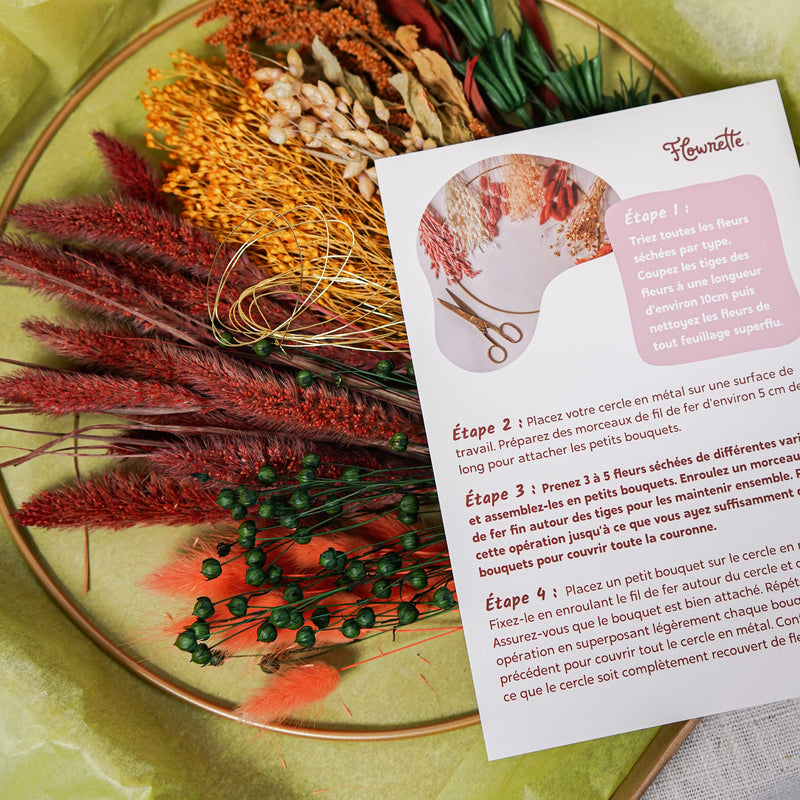 Kit diy couronne murale Verlaine - fleurs séchées- Flowrette