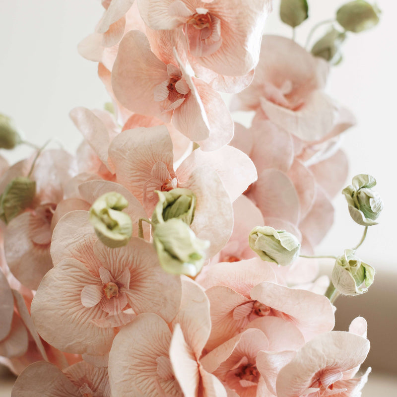 Orchidée en papier rose fait main, vue rapprochée - Flowrette