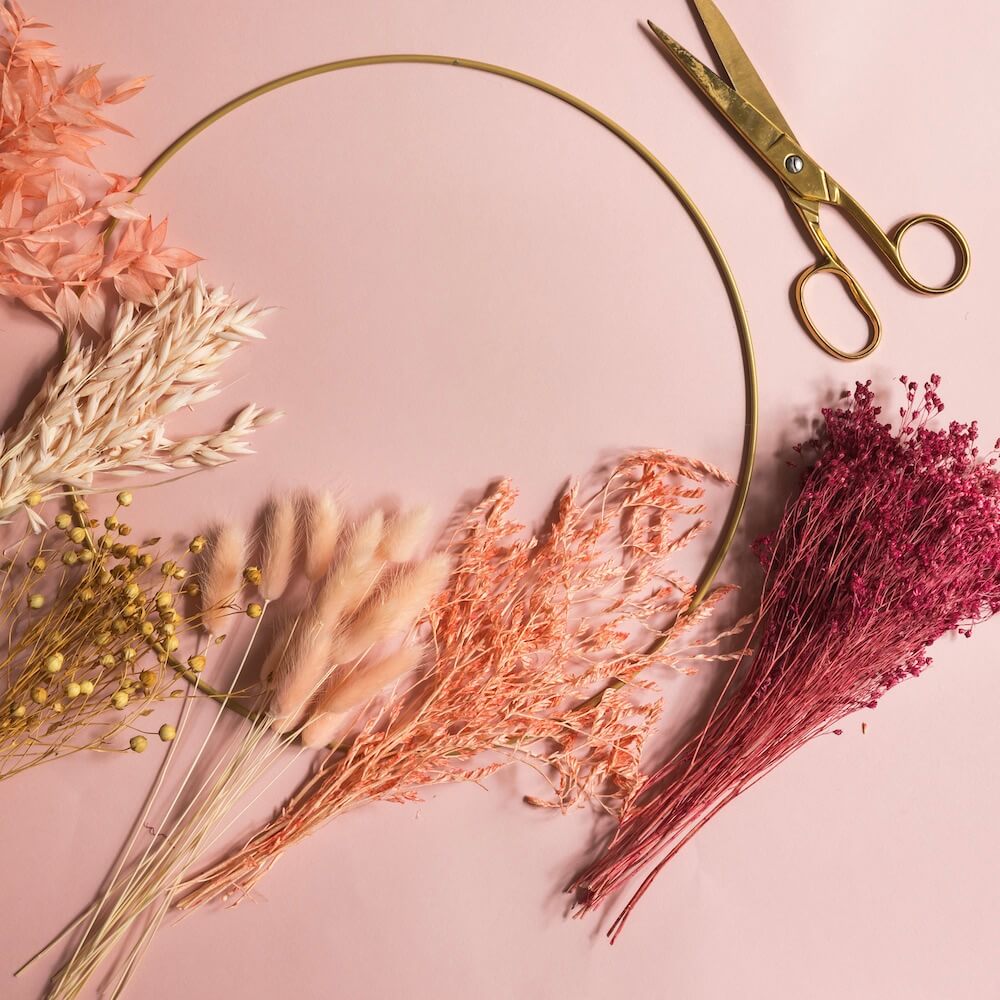 Kit DIY couronne murale Java, matériel et fleurs séchées inclus - Flowrette