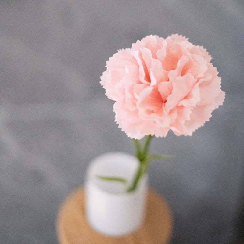 Oeillet artificiel rose poudré, vue d'ensemble de la tige fleurie complète - Flowrette