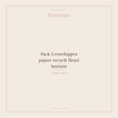 Pack 5 enveloppes papier recyclé fleuri horizon - Flowrette