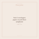 Pack 5 enveloppes papier recyclé fleuri symphonie - Flowrette